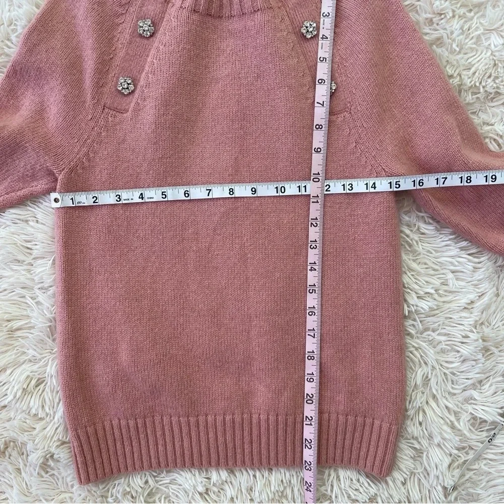 J Crew Sweater With Jeweled Buttons lamb wool blend dusty pink size XS